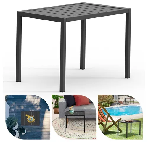 Melko Gartentisch Aluminium Beistell Balkontisch - Rechteckiger Terrassentisch aus hitze- und wetterbeständigem Aluminium, ideal für Balkone und kleine Terrassen. Maße: 35x46x40 cm, in elegantem Anthrazit.