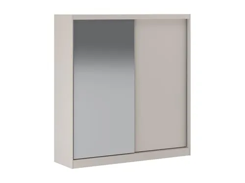 Vente-unique-Kleiderschrank mit 2 Schiebetüren – Mit Spiegel – 200 cm – Beige - OCHIRA