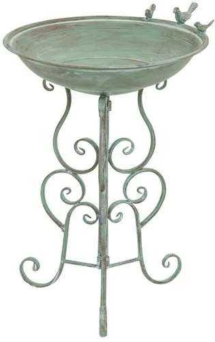 Aubaho Dekoobjekt Vogeltränke - Antik-Stil für Ihren Garten - Deko-Objekte: Metall Vogelbad im antiken Design, perfektes Highlight für Ihren Garten und einladend für Vögel.