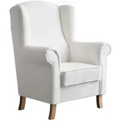 Beautysofa Ohrensessel Leonardo, Beige, 1-Sitzer, 88x118x86 cm - Eleganter Ohrensessel für stilvolle Wohnräume. Hochwertiger Bouclestoff und gepolsterte Armlehnen sorgen für besonderen Komfort. Ideal als freistehendes Möbelstück für Wohnzimmer, Schlafzimmer oder Büro.