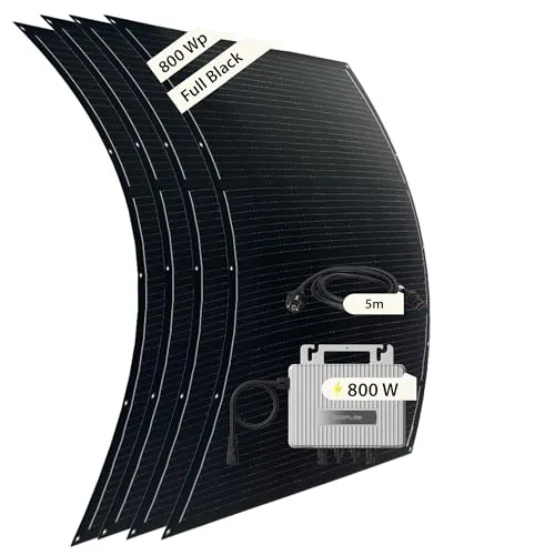 VALE Balkonkraftwerk 800 Wp Full Black - Flexibles Solarpanel Set - Netzgebundene Photovoltaikanlagen: Das ultraleichte Balkonkraftwerk mit EcoFlow Stream Wechselrichter und flexiblen Modulen ermöglicht einfache, halterungsfreie Montage für private Stromerzeugung.