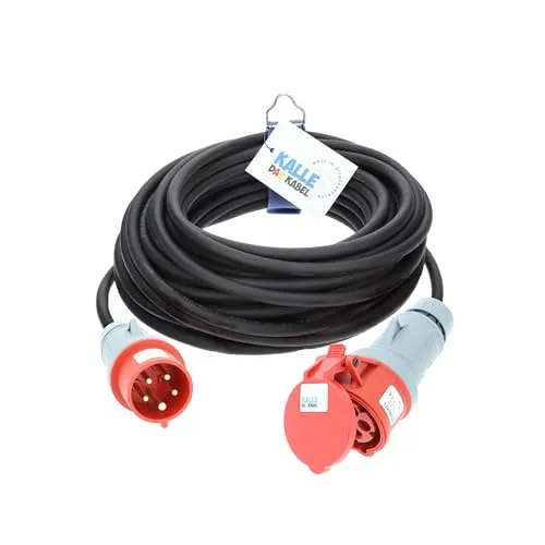 CEE-Verlängerungskabel Gummi H07RN-F 5G 2,5mm² 400V 16 A - KALLE DAS KABEL - Verlängerungskabel für Baustellen und Gewerbe, 10 Meter lang, mit robustem Neopren-Mantel, IP44 Schutz und Made in Niedersachsen.