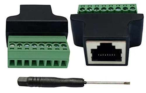 AAOTOKK RJ45 Schraubklemme RJ45 8P 8C Weiblich auf 8 Polige Weiblich Schraubanschlüsse Ethernet Netznetzstecker für AV CCTV UTP DVR Cat5 Cat6 Cat7 Koppler(2 Stücke/Weiblich)