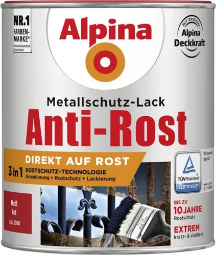 Alpina Metallschutz-Lack Anti-Rost 750 ml rot matt Metallack Schutzlack