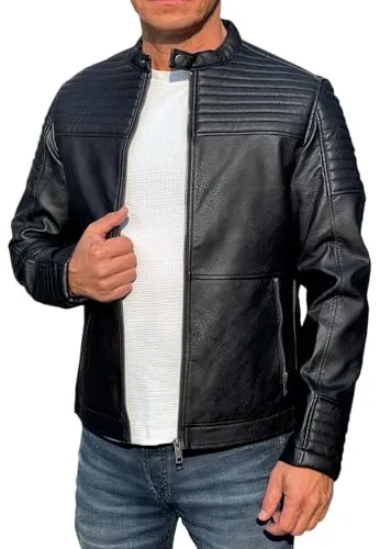 JACK & JONES Herren Kunstlederjacke Jacke JCOSMITH Biker Jacket, Gr. Large, Schwarz (Black Fit:ONE)