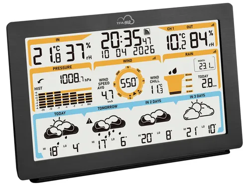 TFA WLAN Funk-Wetterstation TFA.me ID-05, schwarz - Wetterstation mit WLAN-Anbindung, präzise Wetterdaten und modernes Design für Ihr Zuhause.