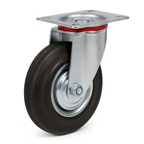 Wiltec Lenkrolle Ø75mm bis 50kg Tragkraft mit Gummirad, ungebremst, leiser Lauf, Transportrolle Möbelrolle Laufrolle Möbel-Lenkrolle