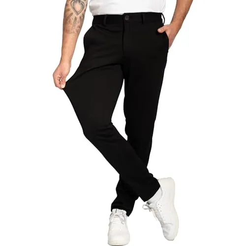 Performance Pants Herren Schwarz (Größe 36W/30L) - Stilvolle Herren Hosen Stretch - Chino Hose Stretch - Stilvolle Anzughose - Modische Praktische Männer Hosen für Business & Freizeit