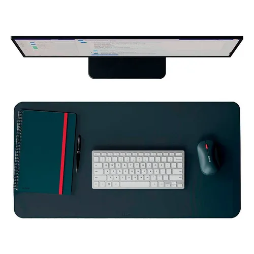 Leitz Schreibunterlage 5385-00-89, dunkelgrau aus Recycling-Leder - Schreibunterlage in dunkelgrau, 70 x 36 cm, aus robustem Recycling-Leder. Ideal als Mauspad einsetzbar und schützt vor Kratzern. Made in Germany für nachhaltigen Stil im Büro.