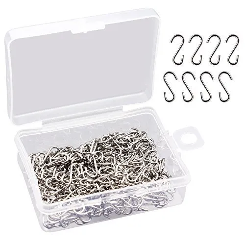 Hysagtek 200 Stück S Haken Klein, 14mm S-Haken Edelstahl, Mini Haken, Multifunktional Metallhaken Zum Einhängen für DIY Handwerk, Schmuck, Hängende, Schlüsselanhänger