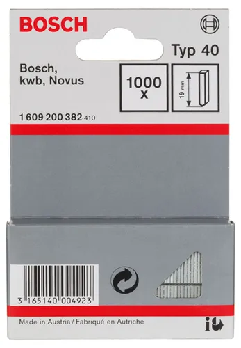 Bosch Accessories 1609200382 Tackernägel Typ 40 Produktabmessung, Länge 19mm 1000St.