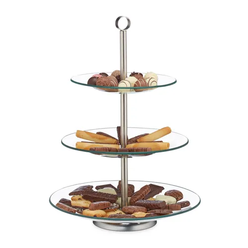 Etagere Glas Servierständer Muffinständer - Tortenständer & Etageren mit 3 Etagen, ideal für festliche Anlässe und zum stilvollen Servieren von Muffins und Desserts.