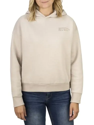 DENIMFY Damen Hoodie Oversized DFEmily Kapuzenpullover Beige - Stylischer Oversized Kapuzenpullover für Damen mit modischem Print. Bequem und vielseitig einsetzbar – ideal für Freizeit und Alltag. Hergestellt aus hochwertigem Baumwoll-Mischgewebe für angenehmen Tragekomfort.