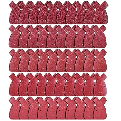 AUSTOR 50 Stück Mouse Schleifpapier Schleifblätter Klett-Schleifdreiecke 10 x Körnung 40/60/ 80/120/ 240 für Black und Decker Detail Palm Sander
