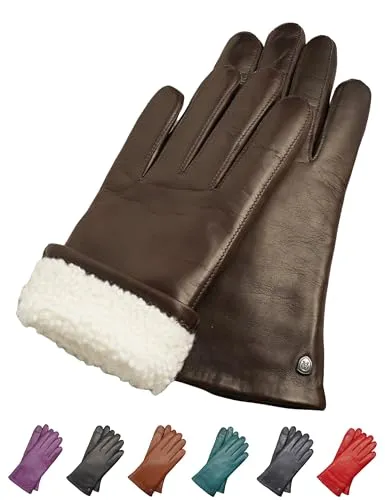 AKAROA ESTD 2019 Lederhandschuhe Damen MIA - Handschuhe & Fäustlinge für Damen mit Touchscreen Funktion aus italienischem Leder und warmem Lammfellfutter, in 4 Größen erhältlich. Perfekte Passform und umweltfreundliche Geschenkverpackung.