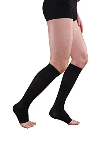 Paar Kompressionsstrümpfe, Kniestrümpfe AD, Kl. 3, Offene Spitze (6, Schwarz) 1