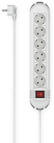 Hama 00223036 Steckdosenleiste - Steckdosen & Zubehör, 6 AC-Ausgänge für vielseitige Nutzung, 3 m Kabellänge für flexible Platzierung, ideal für Zuhause und Büro