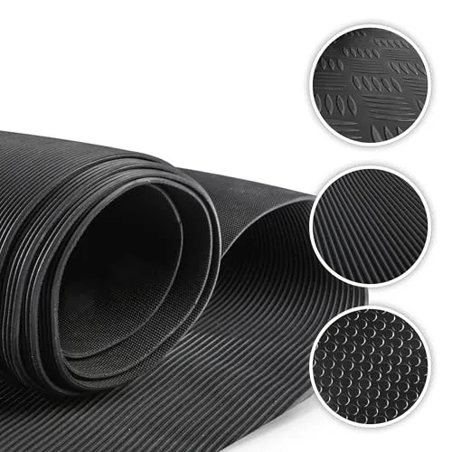 Walser Gummimatte Saturn, zuschneidbare Gummimatten Boden 100x300 cm, Gummimatte Außenbereich, universal Gummi Schutzmatte für Garagen Boden, Werkstatt Boden, Outdoor, Gummimatte Meterware schwarz