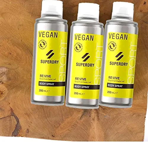 4tlg. Set kompatibel mit 3 x 200ml SuperDry Sport RE:vive Funky Gelb Männer Deospray Deodorant Body Spray & Dustbag von STUDIO.MUNET