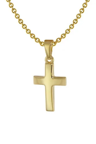 trendor Kette mit Anhänger Kreuz für Kinder - Hochwertige Goldkette mit 8-karätigem Kreuzanhänger, goldplattierte Sterlingsilberkette, ideal für besondere Anlässe und als Geschenk für Kinder.