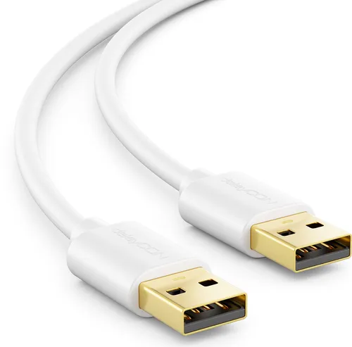 deleyCON 1,5m USB 2.0 High Speed Kabel Datenkabel - USB A-Stecker zu USB A-Stecker - Schnelle und Sichere Datenübertragung Passgenaue Stabile USB Stecker Abwärtskompatibel Weiß