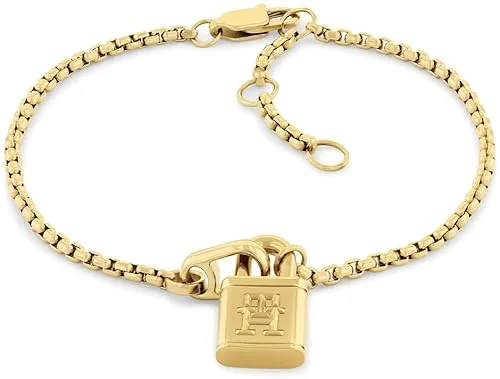 TOMMY HILFIGER Damen-Armband mit Anhänger aus dünnem, vergoldetem Stahl – 2780943, Standard, Ionenbeschichteter dünner vergoldeter Stahl