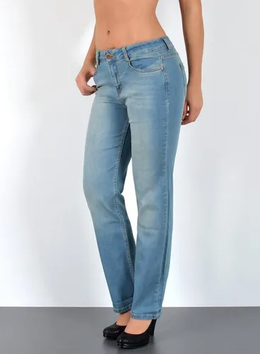 ESRA Damen High Waist Straight Jeans - Zeitlose Damen High Waist Straight Jeans mit geradem Schnitt für optimalen Tragekomfort. Der Elasthan-Anteil sorgt für eine perfekte Passform. Ideal für den Alltag und in verschiedenen Waschungen und Farben erhältlich. Bis Übergröße 7XL.