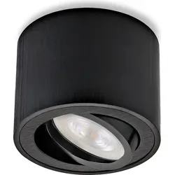 Sweet Led Aufbauspot flach, rund Ø 80 mm – dimmbar, 5 W LED, 330 lm, Kaltweiß (6500 K), Aluminium Schwarz Deckenstrahler 230V - Schwarz