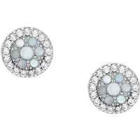 Fossil Ohrringe für Frauen aus Sterlingsilber - Elegante runde Ohrstecker aus Sterlingsilber mit schimmerndem Perlmutt, perfekt für jeden Anlass und ein stilvolles Accessoire für Damen.