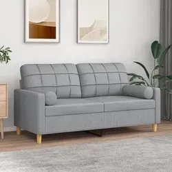 vidaXL 2-Sitzer-Sofa Hellgrau mit Zierkissen - Modernes 2-Sitzer-Sofa aus strapazierfähigem Stoff, ideal zum Entspannen. Mit abnehmbaren Kissenbezügen und robustem Metallgestell für langlebigen Komfort.