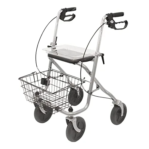 Drive Medical WA015 Migo Rollator aus Stahl, 4 Räder, mit Ablage