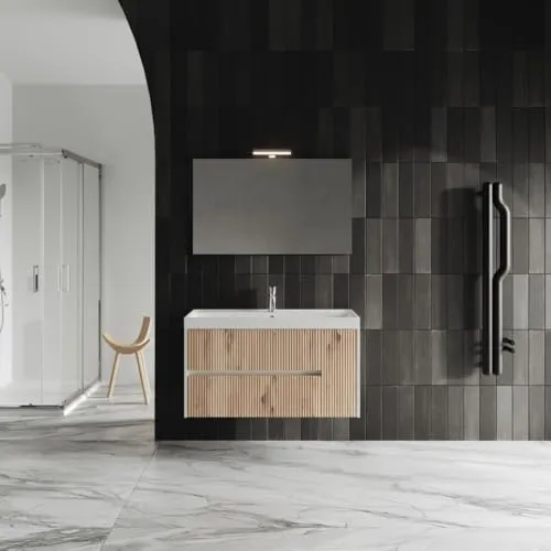 KIAMAMI VALENTINA 100cm Unterschrank mit Waschtisch und Spiegel