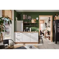 pino Küchenzeile 180 cm Beton Weißgrau Anschlag rechts