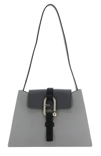 Furla Nuvola S Schultertasche 27 cm - Elegante Umhängetasche in cenere+soil+nero - Ranzen, Taschen & Rucksäcke - Stilvolle Lederumhängetasche mit praktischem Schultergurt und kompakten Maßen für jeden Anlass.