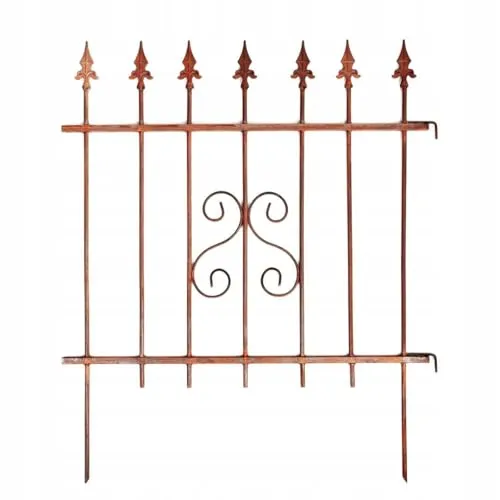 Kapaga – Gartenzaun Metall 81x95 cm Rostfarben – Zierzaun, Rasenkante, Beeteinfassung, Stecksystem, Metallzaun, Dekorativer Gartenzaun, Palisade, Zaunelement Modern, Beetzaun