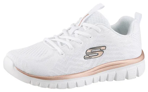 Skechers Graceful - Get Connected Sneaker für Damen in Gold/Weiß - Sportlicher Halbschuh für Damen, Größe 35, mit gepolsterter Memory Foam Innensohle für hohen Tragekomfort und maschinenwaschbar. Ideal für den Alltag!