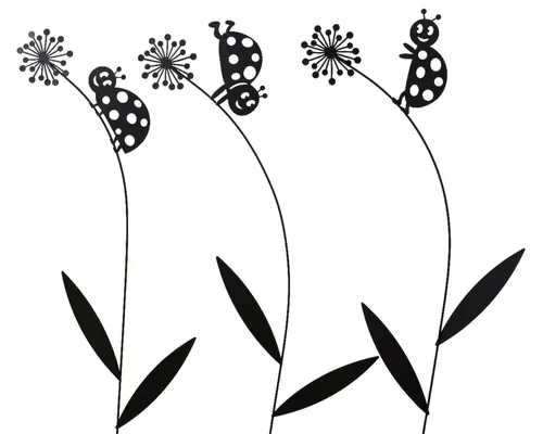 Produktbild Decoris season decorations Gartenstecker Gartenstecker Blume mit Käfer 32x59cm Metall Schwarz 1 Stück sortiert