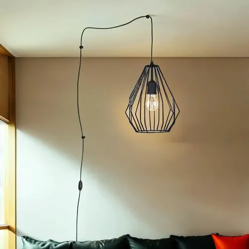 Licht-Erlebnisse Hängeleuchte Metall in Grau - Hängeleuchte mit verstellbarem Drahtschirm, ideal für Esszimmer und Küche. Individuell anpassbare Hängetiefe und Blick auf das Leuchtmittel für einzigartigen Stil.