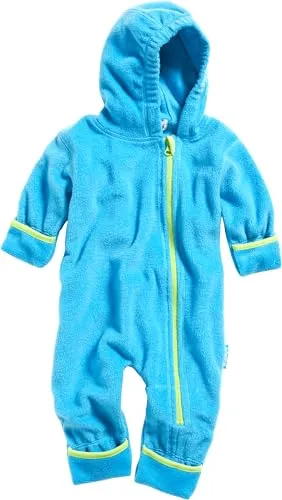 Playshoes Fleece-Overall Unisex Kinder Jumpsuit, aquablau, 80 - Strampler für Baby-Mädchen, warmer und atmungsaktiver Fleece-Overall mit extra langem Reißverschluss für einfaches An- und Ausziehen, ideal für kühle Tage.