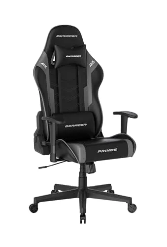 DXRacer Prince L PF132 Gaming- und Bürostuhl - Ergonomischer Chefsessel mit Wippfunktion, höhenverstellbar und optimalem Sitzkomfort durch verstellbare Kopf- und Lendenkissen. Ideal für Gamer und Büroarbeiten.