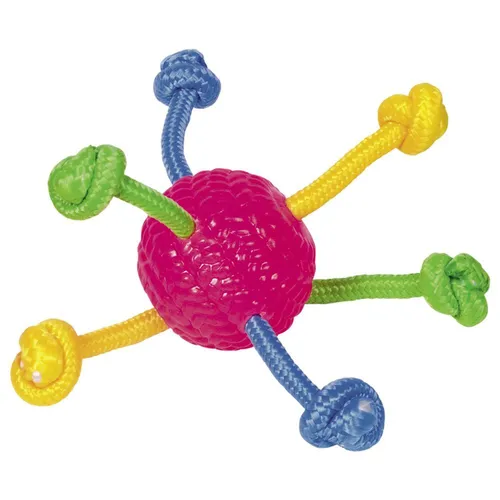 Nobby TPR Ball mit Seilen - Ø 6,8 cm - Hundespiel Apportierspiel Gummiball