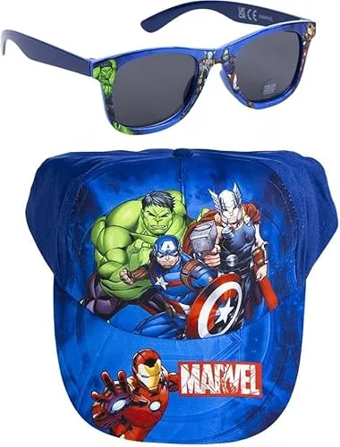 CERDÁ LIFE'S LITTLE MOMENTS Avengers Kinder Kappe mit Sonnenbrille Set - Superhelden Design für Sonne und Spiel