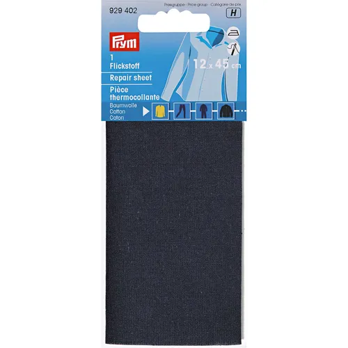 Stoff Flicken marine blau 12 x 45 cm aufbügeln Prym 929402 Flickstoff Baumwolle