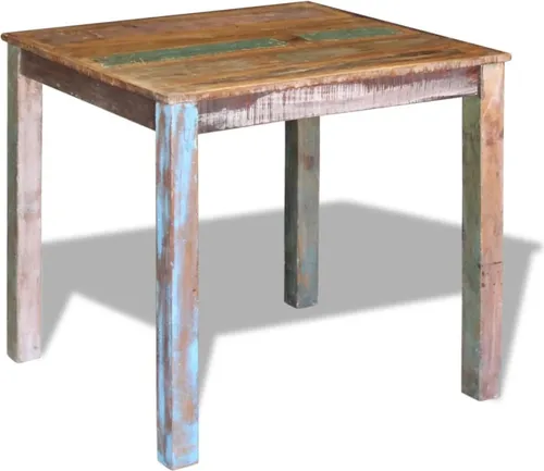 vidaXL Esstisch Altholz Massiv 80x82x76 cm - Esstisch aus recyceltem Massivholz im Antik-Stil, stabil und ideal für kleinere Esszimmer. Jedes Stück ist ein Unikat mit einzigartiger Holzgeschichte.