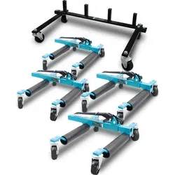 BITUXX 4X PKW Rangierhilfe - Mechanischer Rangierheber bis 560 kg - Werkstatteinrichtung mit 4 mechanischen Rangierhilfen, ideal für enge Räume. Heben Sie Ihr Fahrzeug mühelos und präzise, inklusive praktischem Transportständer für einfache Lagerung.