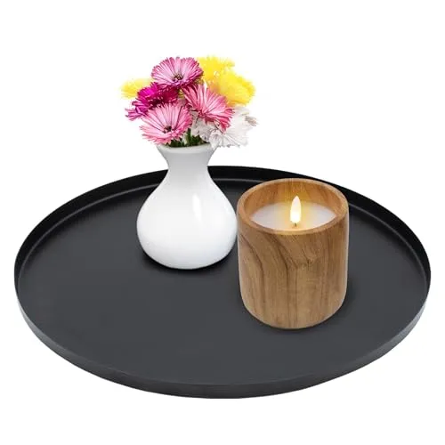 Metall Dekotablett schwarz - 30 cm -Farbe wählbar - Kerzenteller mit Rand - Deko Schale Servier Teller Geschenk Tablett