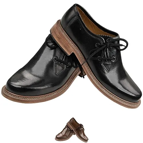 German Wear Haferlschuhe mit Ledersohle Trachtenschuhe Schuhplattler Tanz Schuhe 41 EU Schwarz