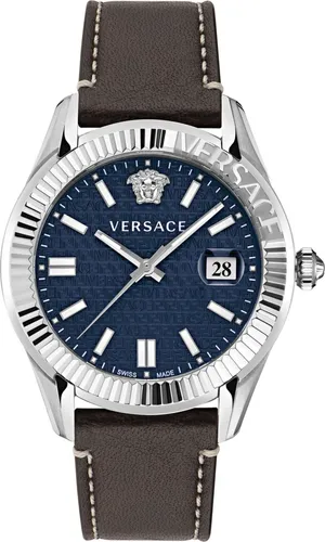 Produktbild Versace VE3K00122 Greca Time Herrenarmbanduhr in Blau/Silber/Braun