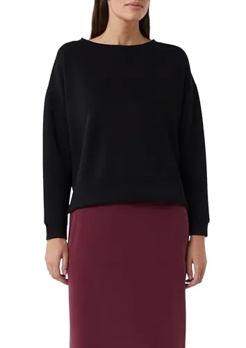 Damen Sweatshirt von COMMA CASUAL IDENTITY, Gr. 36, schwarz - Lässiges Damen-Sweatshirt in relaxed fit, gefertigt aus weichem und dehnbarem Materialmix für optimalen Tragekomfort. Ideal für einen entspannten Look.