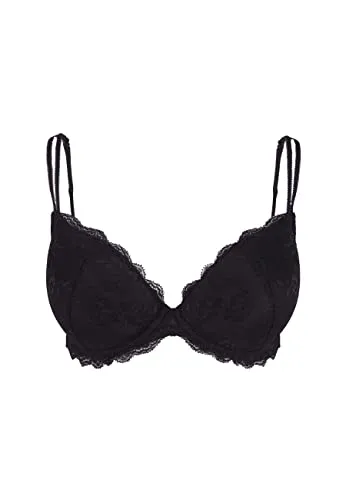 Push-up-BH VIVANCE für Damen, Gr. 80, Cup C, schwarz - Funktionsunterwäsche mit verführerischem Design: Push-up-BH aus zarter Spitze, zwei Tragevarianten und herausnehmbaren Kissen für ein perfektes Dekolleté.
